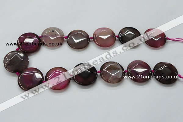 CAA563 15.5 inches 30mm faceted flat round dragon veins agate beads