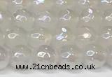 CAA5630 15 inches 6mm faceted round AB-color white agate beads