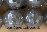 CAA5642 15 inches 10mm faceted round AB-color grey agate beads