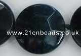 CAA565 15.5 inches 35mm faceted flat round dragon veins agate beads