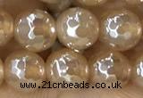 CAA5655 15 inches 6mm faceted round AB-color yellow agate beads