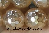 CAA5657 15 inches 10mm faceted round AB-color yellow agate beads