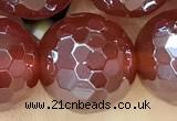 CAA5664 15 inches 12mm faceted round AB-color red agate beads