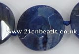 CAA567 15.5 inches 35mm faceted flat round dragon veins agate beads