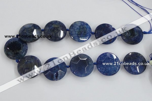 CAA567 15.5 inches 35mm faceted flat round dragon veins agate beads