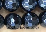 CAA5670 15 inches 6mm faceted round AB-color black agate beads