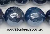 CAA5677 15 inches 10mm faceted round AB-color blue agate beads