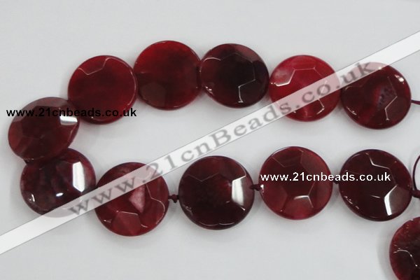 CAA568 15.5 inches 35mm faceted flat round dragon veins agate beads