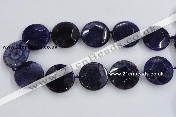 CAA569 15.5 inches 35mm faceted flat round dragon veins agate beads