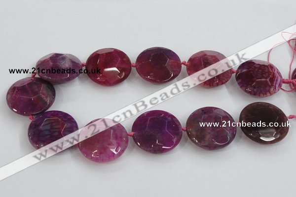 CAA570 15.5 inches 35mm faceted flat round dragon veins agate beads