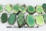 CAA5709 Top drilled 25*30mm - 40*50mm freeform grass agate beads