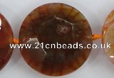 CAA571 15.5 inches 35mm faceted flat round dragon veins agate beads