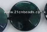 CAA572 15.5 inches 40mm faceted flat round dragon veins agate beads