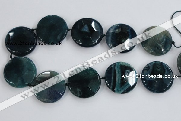 CAA572 15.5 inches 40mm faceted flat round dragon veins agate beads