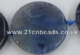 CAA573 15.5 inches 40mm faceted flat round dragon veins agate beads