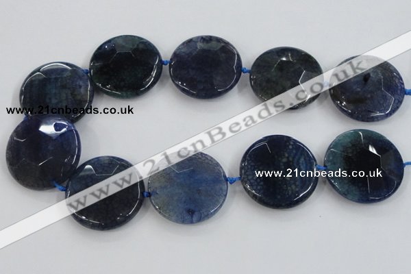 CAA573 15.5 inches 40mm faceted flat round dragon veins agate beads