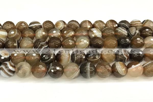 CAA5737 15 inches 10mm faceted round banded agate beads