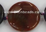 CAA574 15.5 inches 45mm faceted flat round dragon veins agate beads