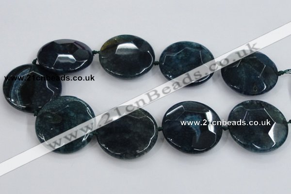 CAA575 15.5 inches 45mm faceted flat round dragon veins agate beads