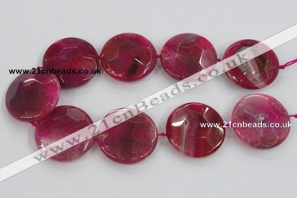 CAA576 15.5 inches 45mm faceted flat round dragon veins agate beads