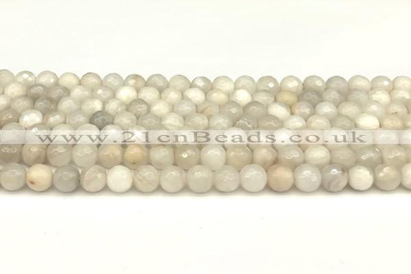 CAA5765 15 inches 6mm faceted round white crazy lace agate beads