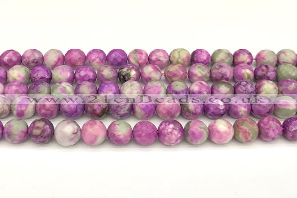 CAA5771 15 inches 8mm faceted round colorfull crazy lace agate beads