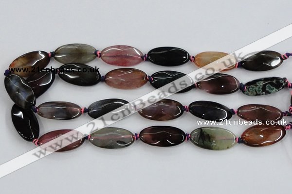 CAA578 15.5 inches 15*30mm faceted oval dragon veins agate beads