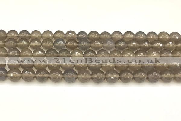 CAA5786 15 inches 8mm faceted round grey agate beads