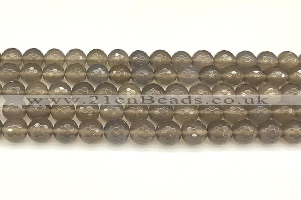 CAA5787 15 inches 10mm faceted round grey agate beads