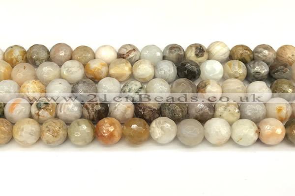 CAA5806 15 inches 8mm faceted round bamboo leaf agate beads