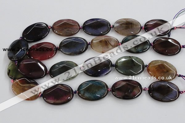 CAA581 15.5 inches 25*35mm faceted oval dragon veins agate beads