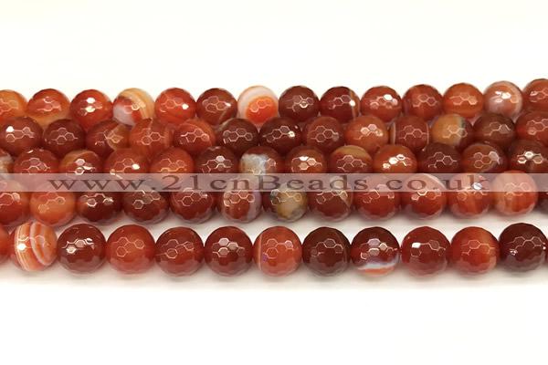 CAA5837 15 inches 10mm faceted round banded agate beads