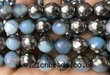 CAA5878 15 inches 6mm,8mm,10mm & 12mm faceted round electroplated banded agate beads