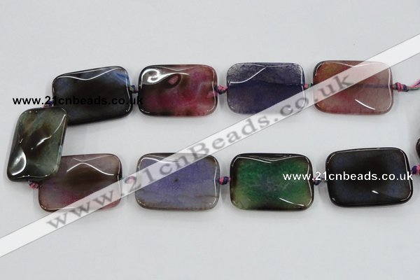 CAA592 15.5 inches 30*40mm faceted rectangle dragon veins agate beads