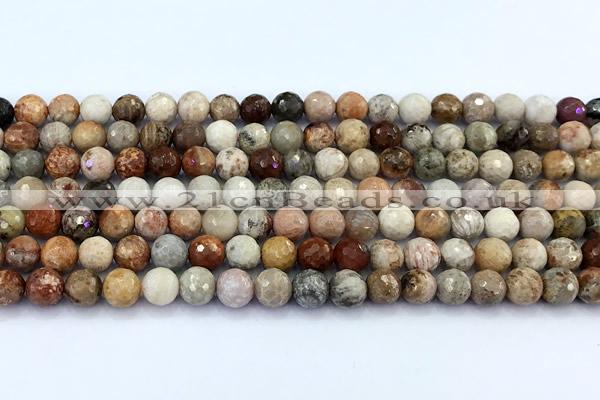 CAA5920 15 inches 6mm faceted round chrysanthemum agate beads