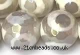 CAA5930 8mm, 10mm & 12mm faceted round AB-color tibetan agate beads