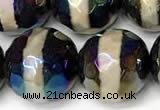 CAA5938 8mm, 10mm & 12mm faceted round AB-color tibetan agate beads