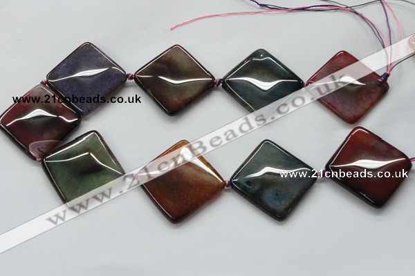 CAA594 15.5 inches 35*35mm faceted diamond dragon veins agate beads