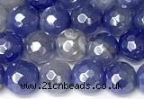 CAA5940 15 inches 6mm faceted round AB-color banded agate beads