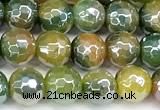 CAA5952 15 inches 6mm faceted round AB-color line agate beads