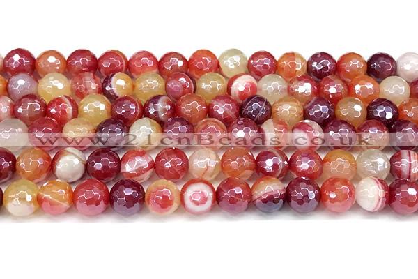 CAA5966 15 inches 8mm faceted round AB-color line agate beads