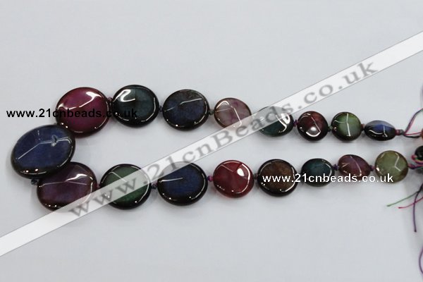 CAA597 20mm - 40mm faceted flat round dragon veins agate beads