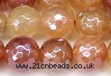 CAA5970 15 inches 8mm faceted round AB-color line agate beads