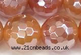 CAA5972 15 inches 12mm faceted round AB-color line agate beads