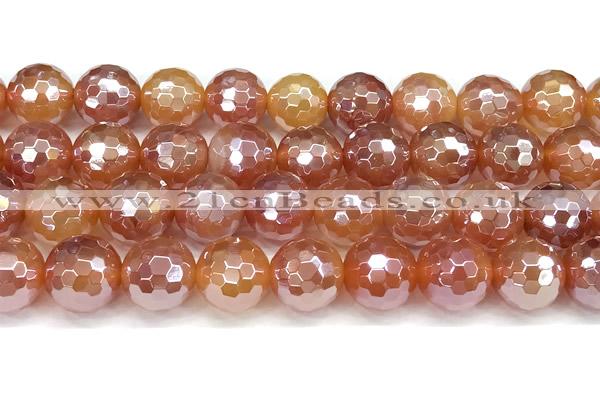 CAA5972 15 inches 12mm faceted round AB-color line agate beads