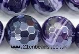 CAA5985 15 inches 12mm faceted round AB-color line agate beads
