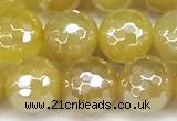 CAA5988 15 inches 8mm faceted round AB-color line agate beads