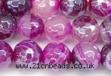 CAA5995 15 inches 6mm faceted round AB-color line agate beads