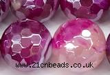 CAA5999 15 inches 14mm faceted round AB-color line agate beads