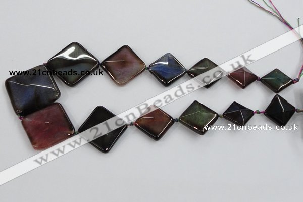 CAA600 20*20mm – 40*40mm faceted diamond dragon veins agate beads